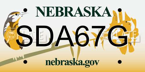 SDA67G Nebraska License Plate