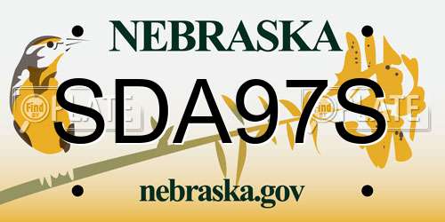 SDA97S Nebraska License Plate