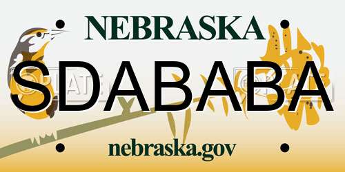 SDABABA Nebraska License Plate