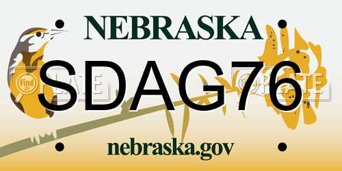 SDAG76 Nebraska License Plate