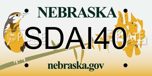 SDAI40 Nebraska License Plate