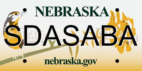 SDASABA Nebraska License Plate