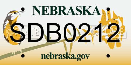 SDB0212 Nebraska License Plate