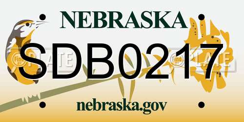 SDB0217 Nebraska License Plate