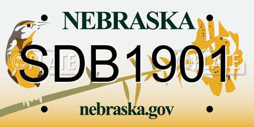 SDB1901 Nebraska License Plate