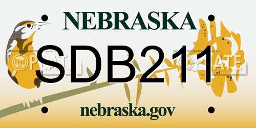 SDB211 Nebraska License Plate