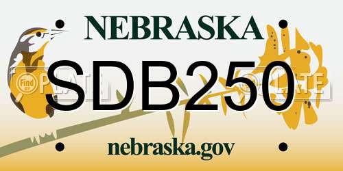 SDB250 Nebraska License Plate
