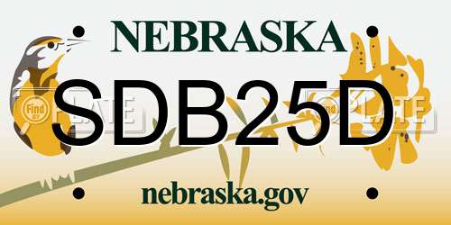 SDB25D Nebraska License Plate