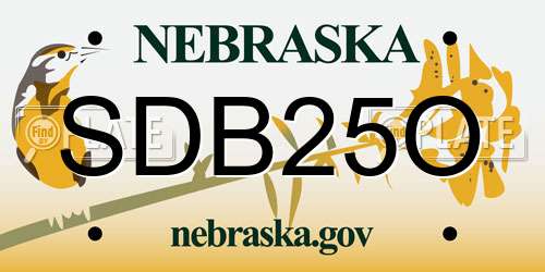 SDB25O Nebraska License Plate