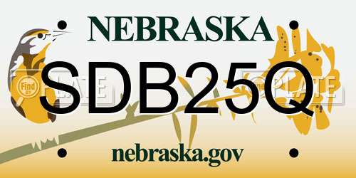 SDB25Q Nebraska License Plate