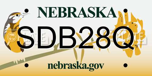 SDB28Q Nebraska License Plate
