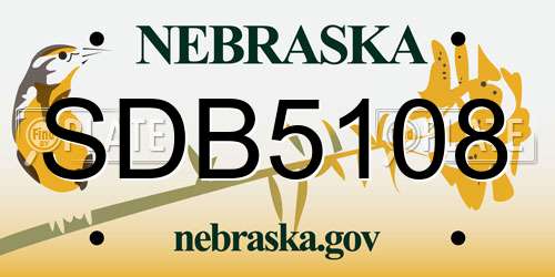 SDB5108 Nebraska License Plate