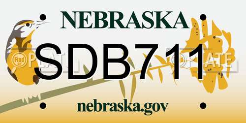 SDB711 Nebraska License Plate