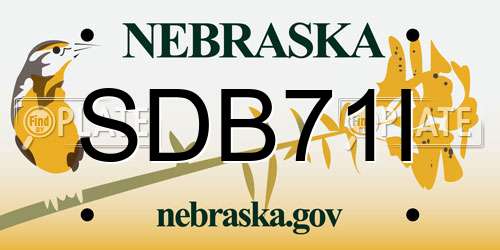 SDB71I Nebraska License Plate