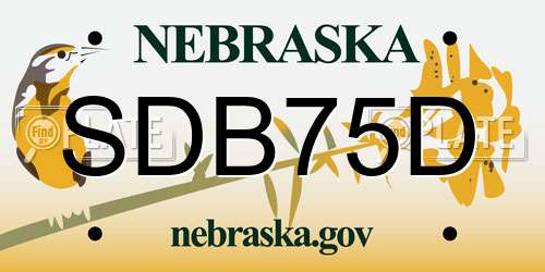 SDB75D Nebraska License Plate