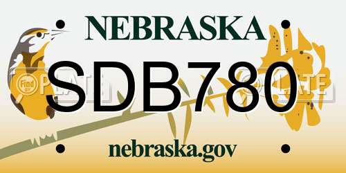SDB780 Nebraska License Plate