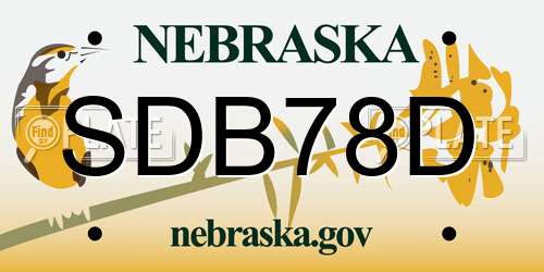 SDB78D Nebraska License Plate