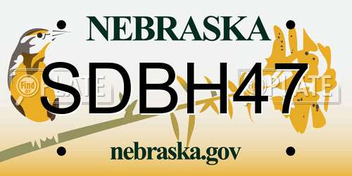 SDBH47 Nebraska License Plate