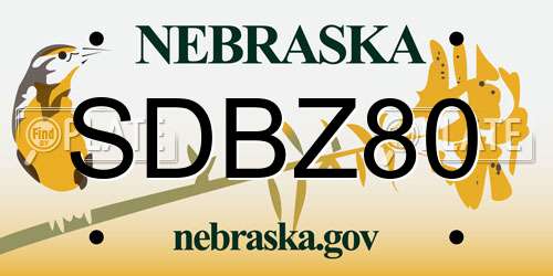 SDBZ80 Nebraska License Plate