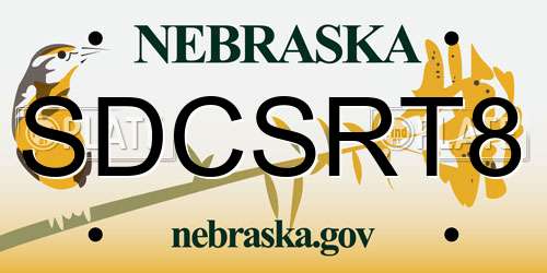 SDCSRT8 Nebraska License Plate