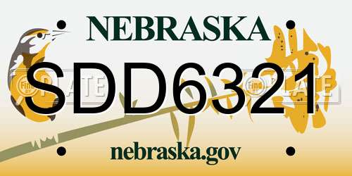 SDD6321 Nebraska License Plate