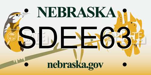 SDEE63 Nebraska License Plate