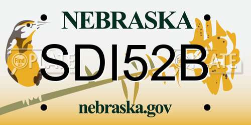 SDI52B Nebraska License Plate