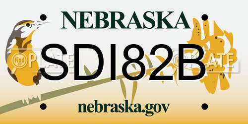 SDI82B Nebraska License Plate