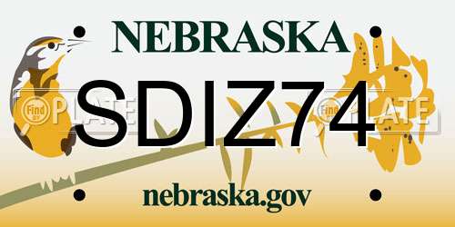 SDIZ74 Nebraska License Plate
