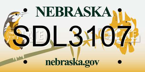 SDL3107 Nebraska License Plate