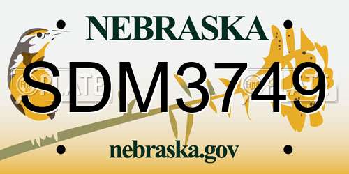 SDM3749 Nebraska License Plate