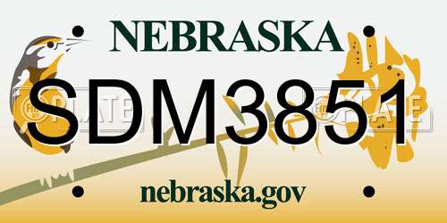 SDM3851 Nebraska License Plate