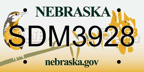 SDM3928 Nebraska License Plate