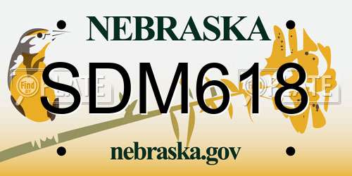 SDM618 Nebraska License Plate