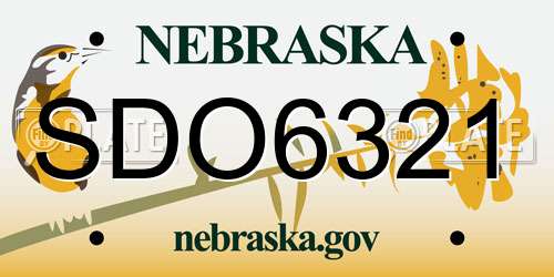 SDO6321 Nebraska License Plate