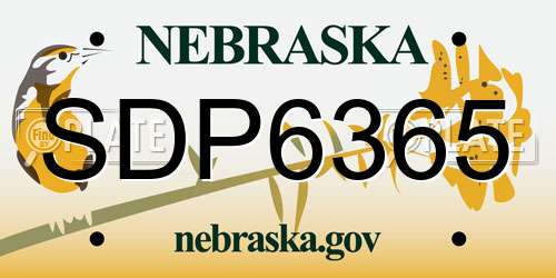 SDP6365 Nebraska License Plate