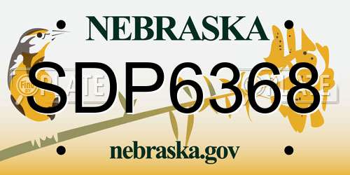 SDP6368 Nebraska License Plate