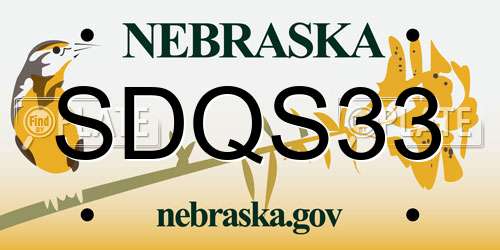 SDQS33 Nebraska License Plate