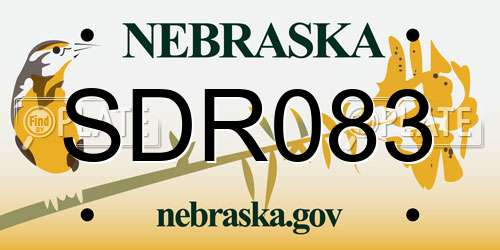 SDR083 Nebraska License Plate
