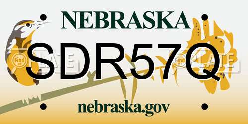 SDR57Q Nebraska License Plate