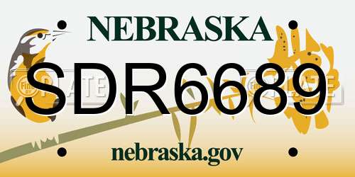 SDR6689 Nebraska License Plate