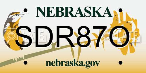 SDR87O Nebraska License Plate