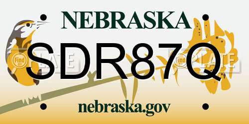 SDR87Q Nebraska License Plate