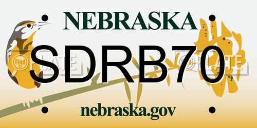 SDRB70 Nebraska License Plate