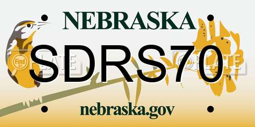 SDRS70 Nebraska License Plate