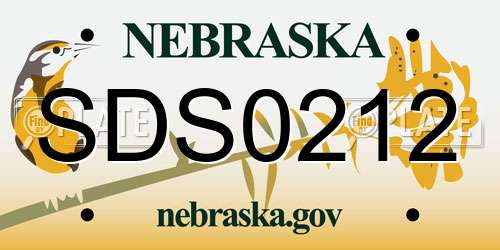 SDS0212 Nebraska License Plate