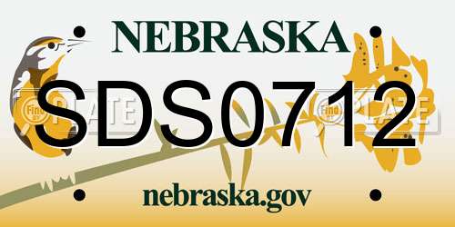 SDS0712 Nebraska License Plate