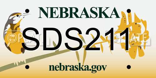 SDS211 Nebraska License Plate