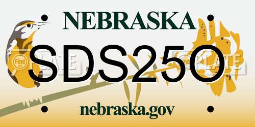SDS25O Nebraska License Plate