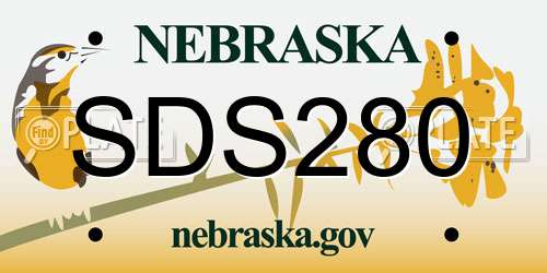 SDS280 Nebraska License Plate